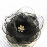 Black Organza Flower Hair C..
