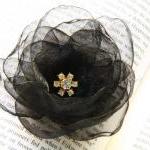 Black Organza Flower Hair C..