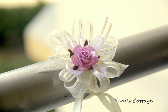 Wedding Hand Wrist Corsage Set - Mulberry Paper Rose Wedding Hand Wrist - 5 pcs
