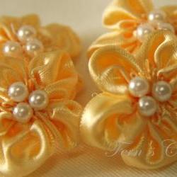 Handmade Satin Ribbon Flowers - Available in different colour - Wedding Decoration - 10 pcs 