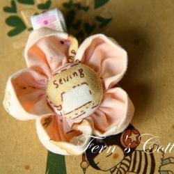 Fabric Flower Hair Clip - Pink Colour 