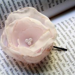 Baby Pink Fabric Flower Bobby Pin - Set of 2